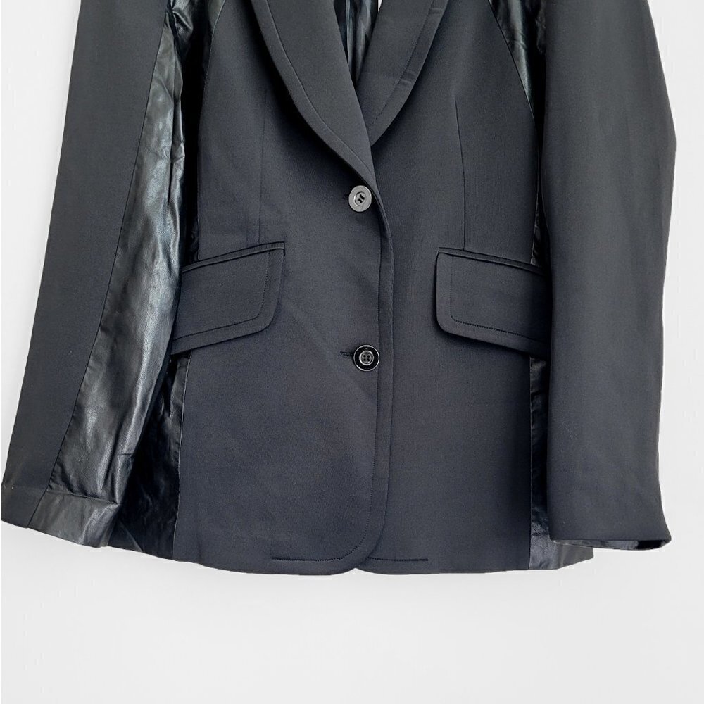 NWT Redwood Court Black Cotton Faux Leather Trim Blazer - Picture 6 of 12